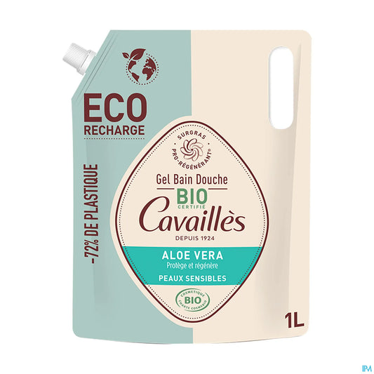 Rogé Cavaillès Gel Bain Douche Peaux Sensibles Aloe Vera Bio Éco Recharge 1L