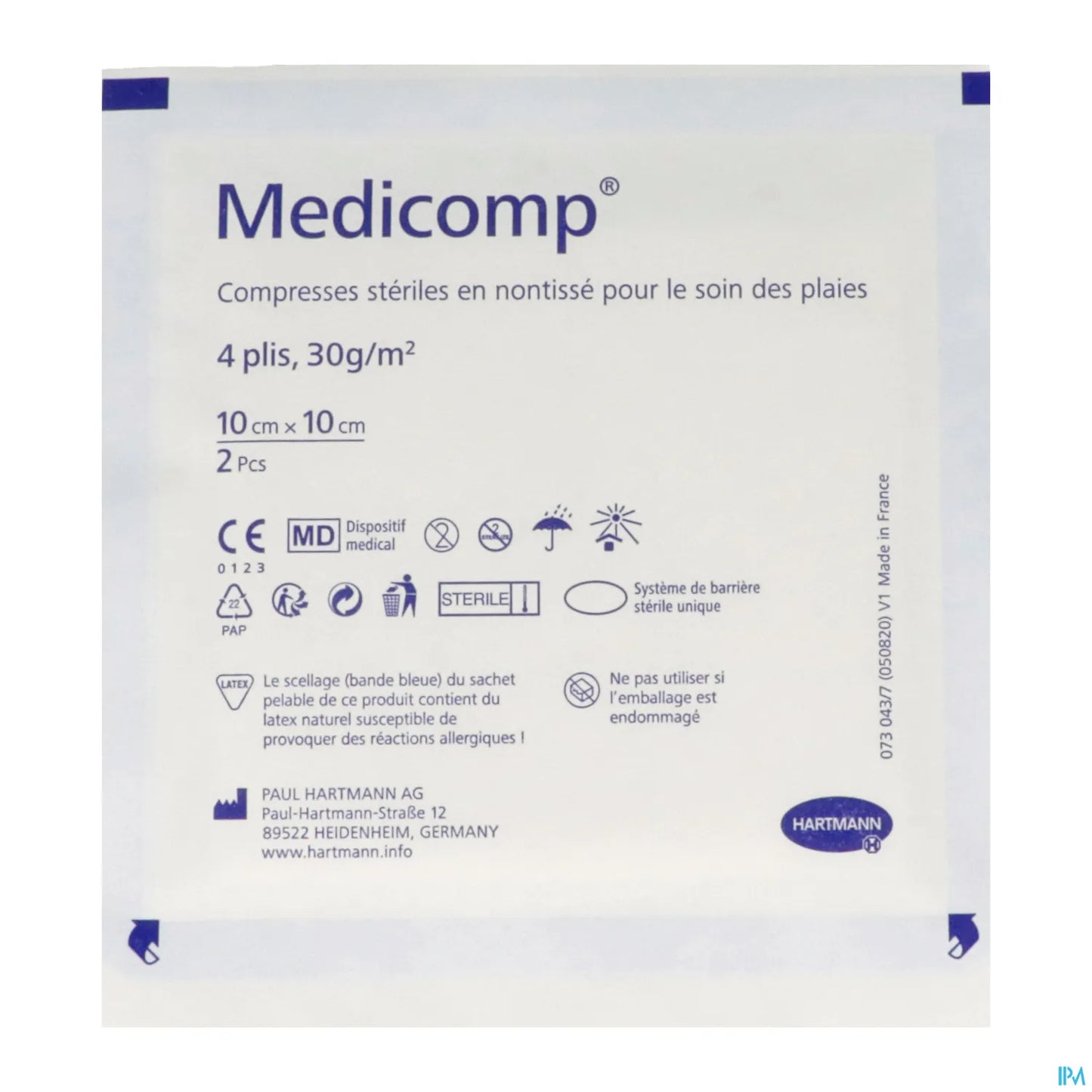 Compresse Non Tissée Stérile 10 x 10 cm 2 Sachets de 10