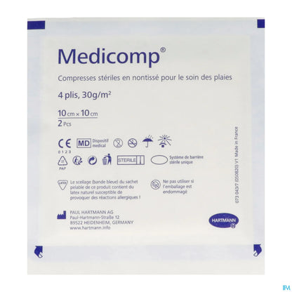 Compresse Non Tissée Stérile 10 x 10 cm 2 Sachets de 10