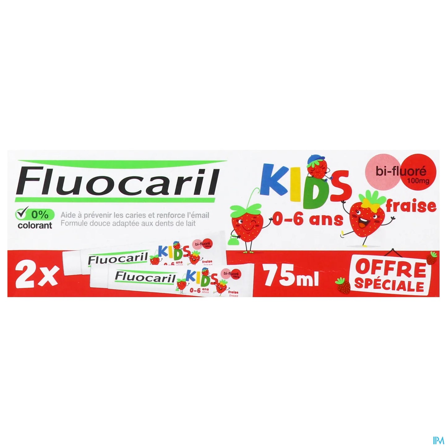 Kids Dentifrice Bi-Fluoré 0-6 Ans Gel Fraise Lot de 2 X 50ml
