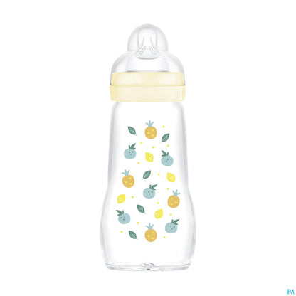 Premium Glass Baby Bottle 260 ml White - Flow 2 Medium SkinSoft Teat