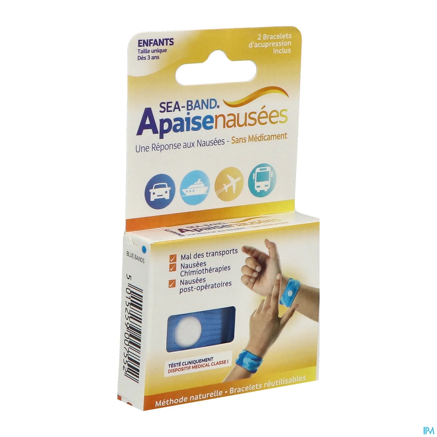 Sea-Band Bracelet Soulagement des Nausées pour Enfants Bleu
