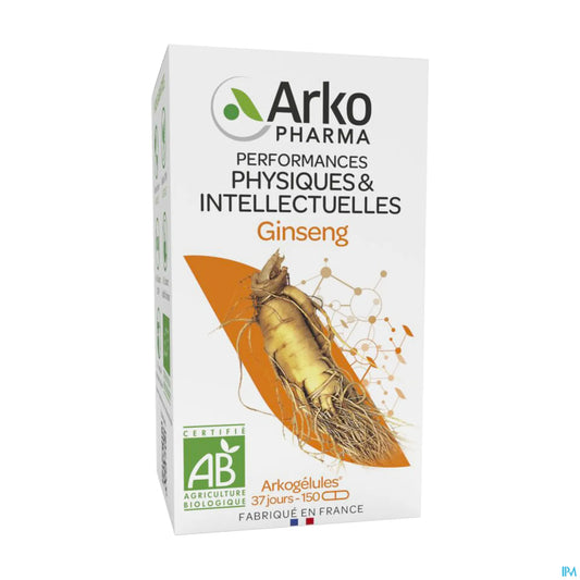 Arkogelules Organic Ginseng 150 Capsules 1560mg of Root