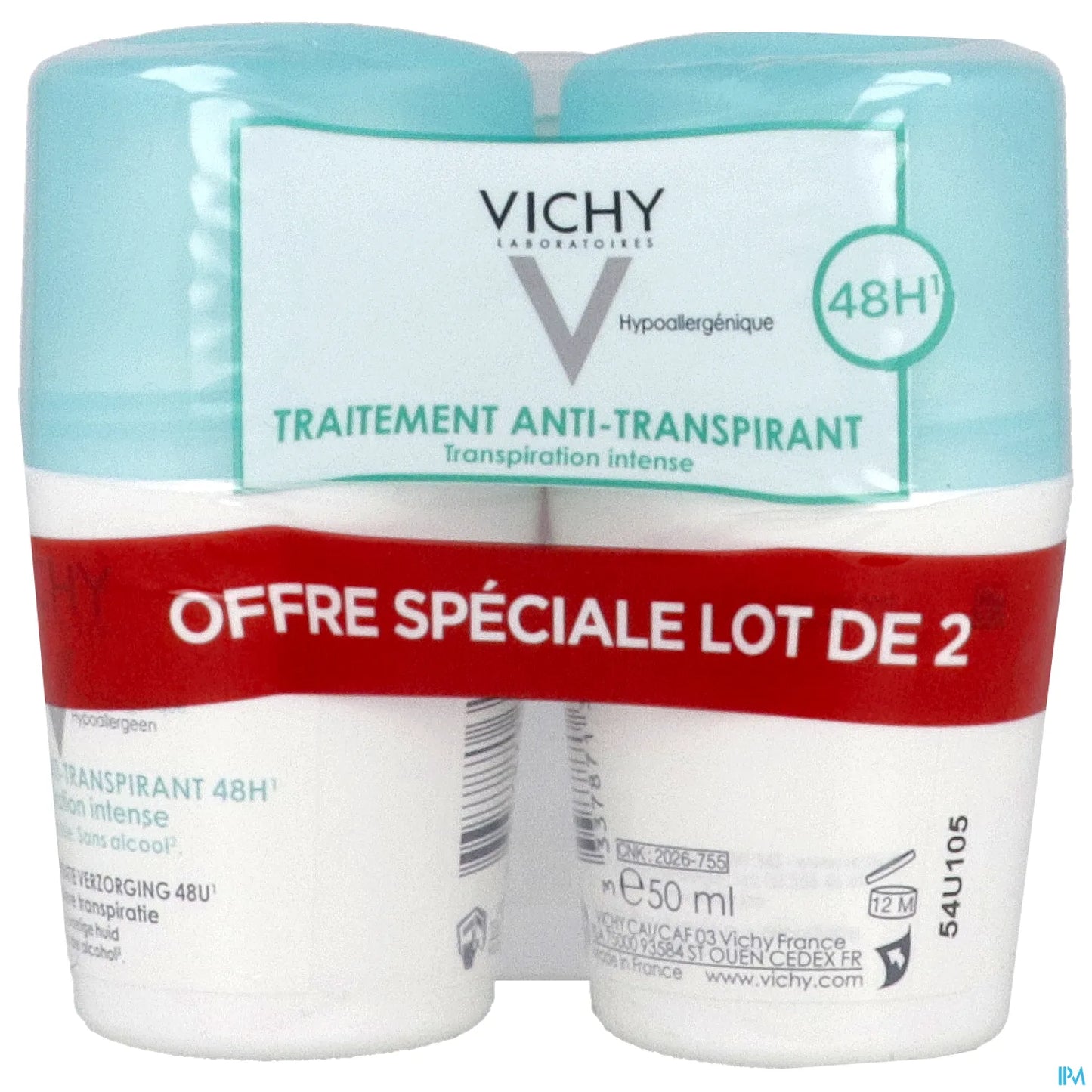 Déodorant Anti-Transpirant Roll-On Intense 48h 2x50ml