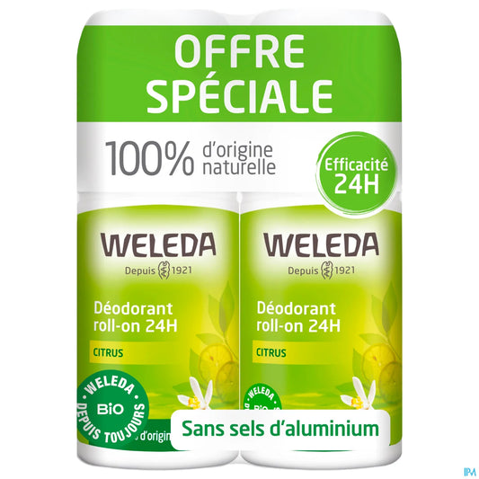Weleda Déodorant 24H au Citrus Roll on 2 x 50 mL