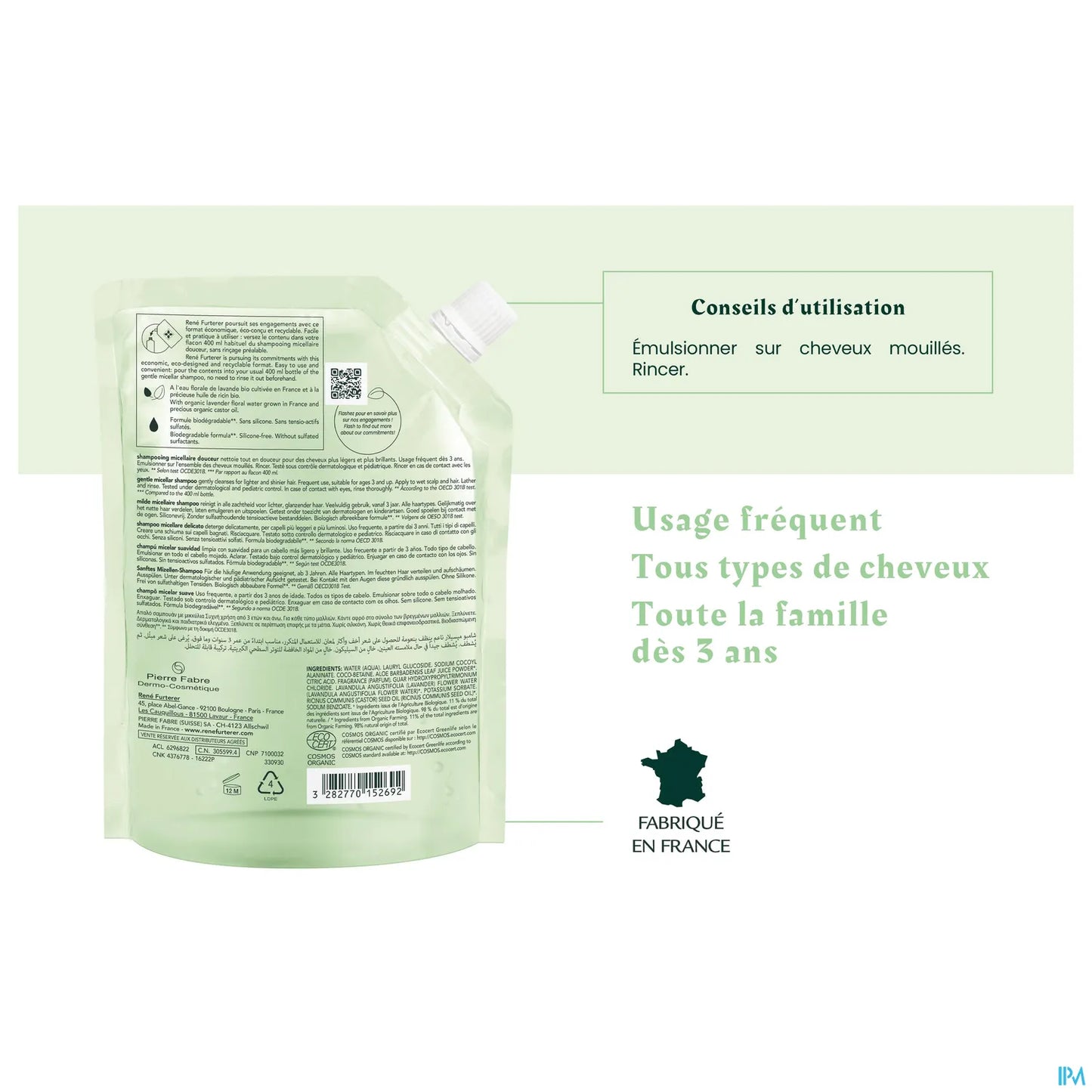 Naturia Shampoing Micellaire Douceur Bio Éco Recharge 400 ml