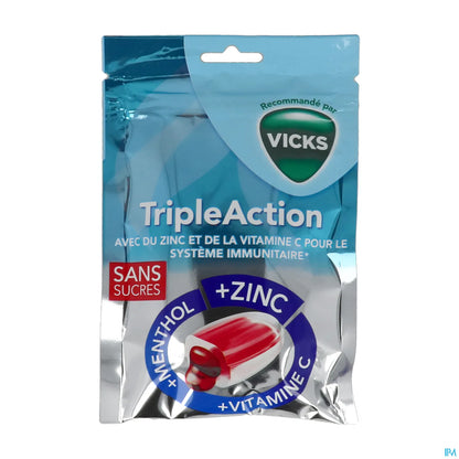 Vicks Bonbons Triple Action Sans Sucre 72 g