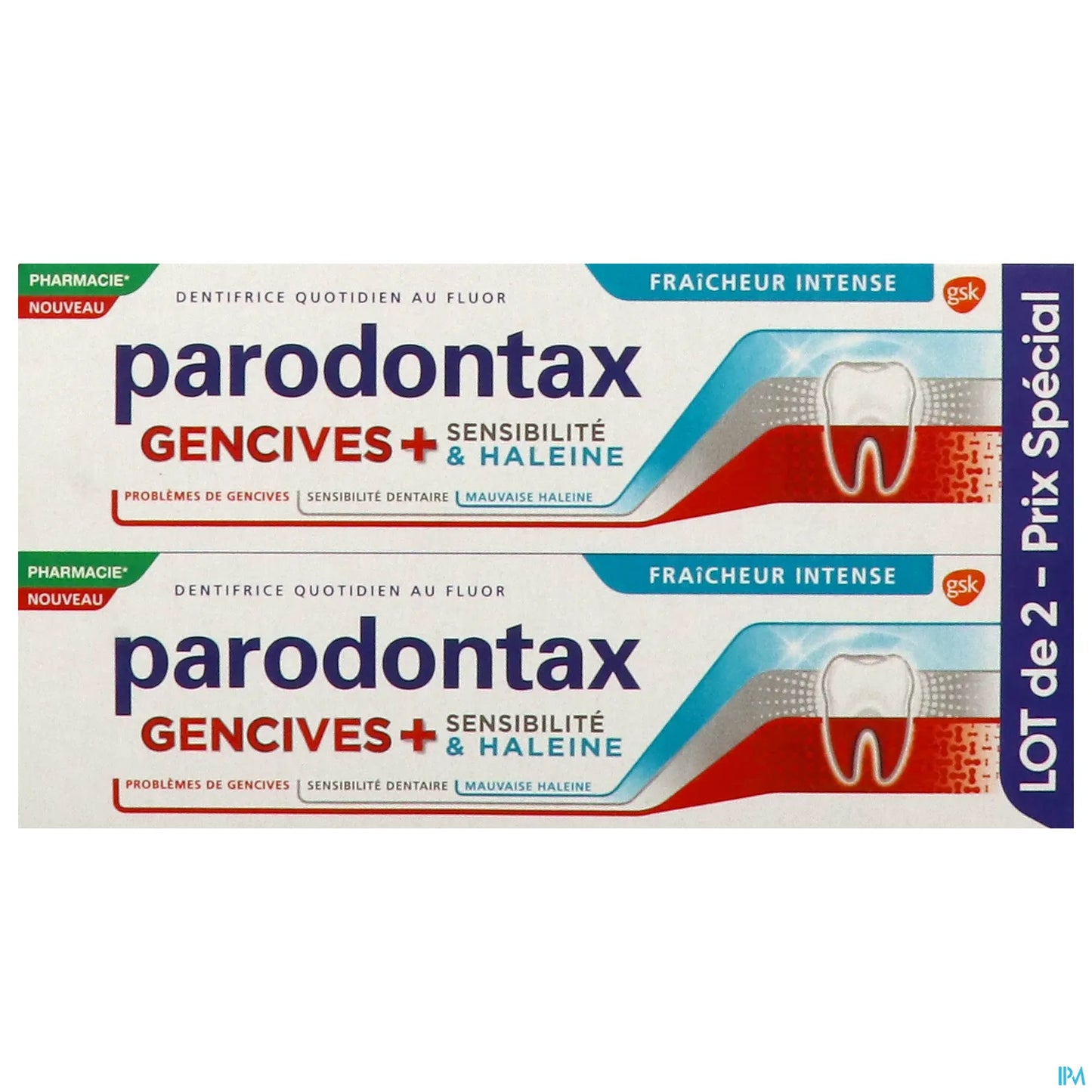Dentifrice Gencives Sensibilité et Haleine Fraicheur Intense 2x75ml