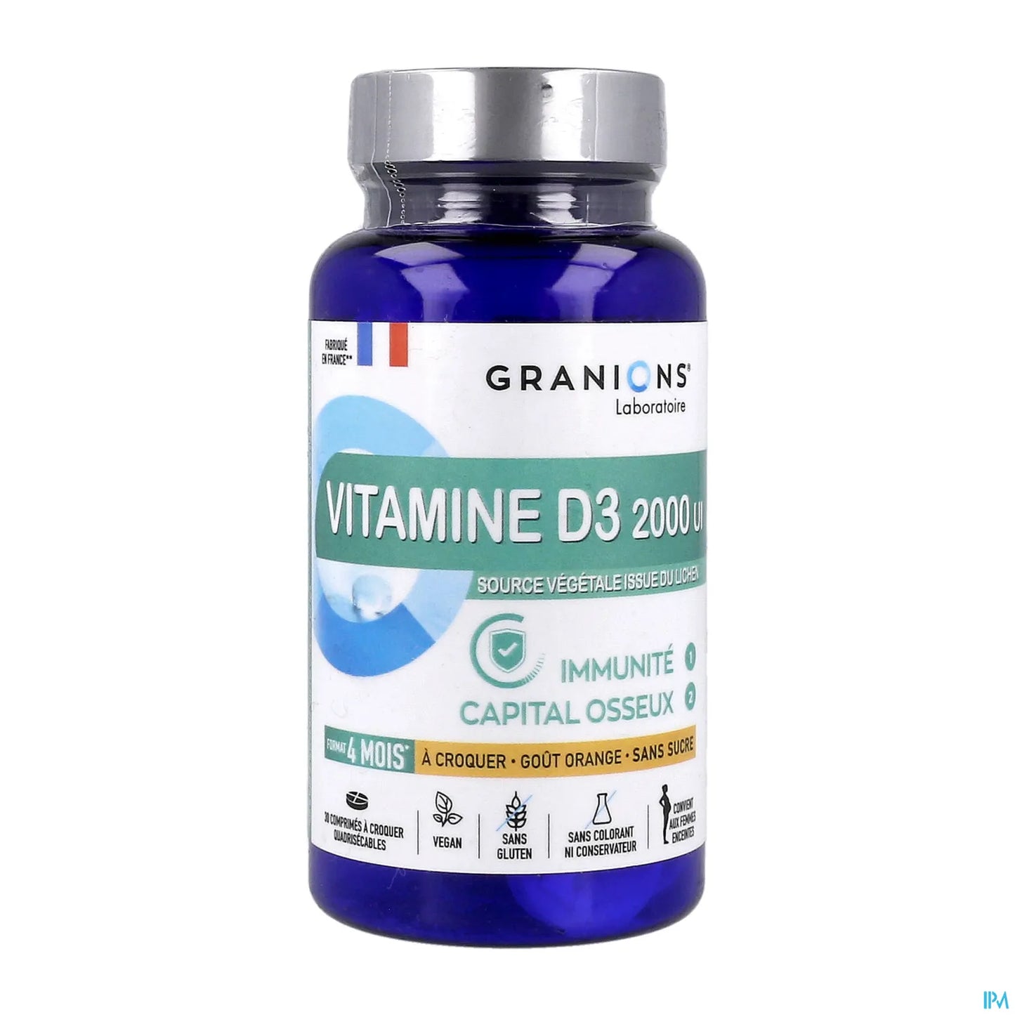 Vitamine D3 2000 UI 30 Comprimés à Croquer