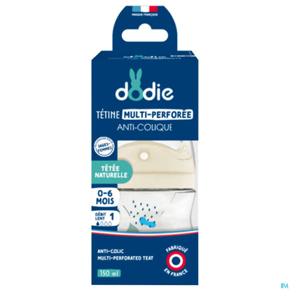 Biberon Tétine Multi-Perforée Anti-Colique 0-6 Mois Bleu 150ml