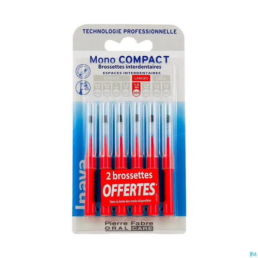 Pierre Fabre Oral Care INAVA Interdental Brushes Mono Compact 1.5mm Red 6pcs