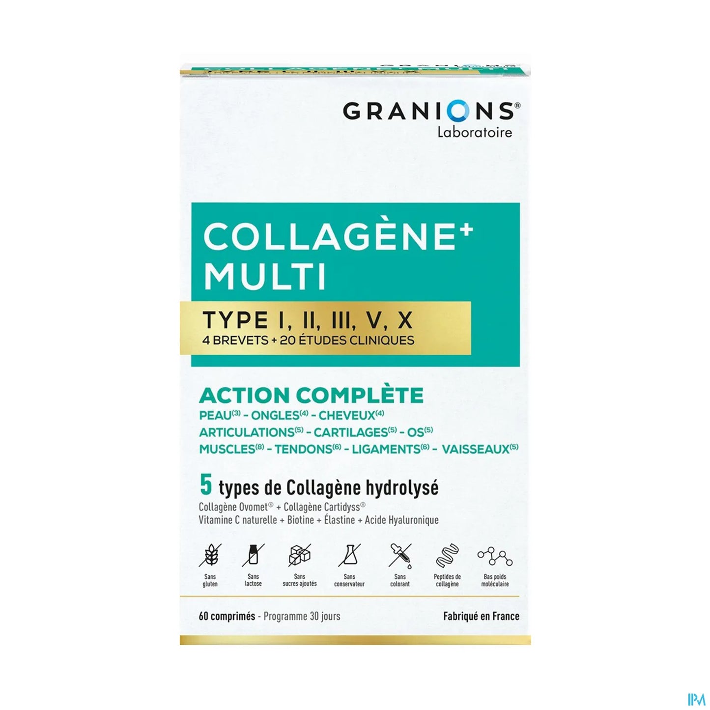 Collagène Multi Type I-II-III-V-X 60 Comprimés