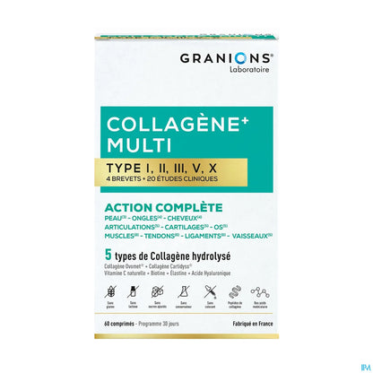 Collagène Multi Type I-II-III-V-X 60 Comprimés