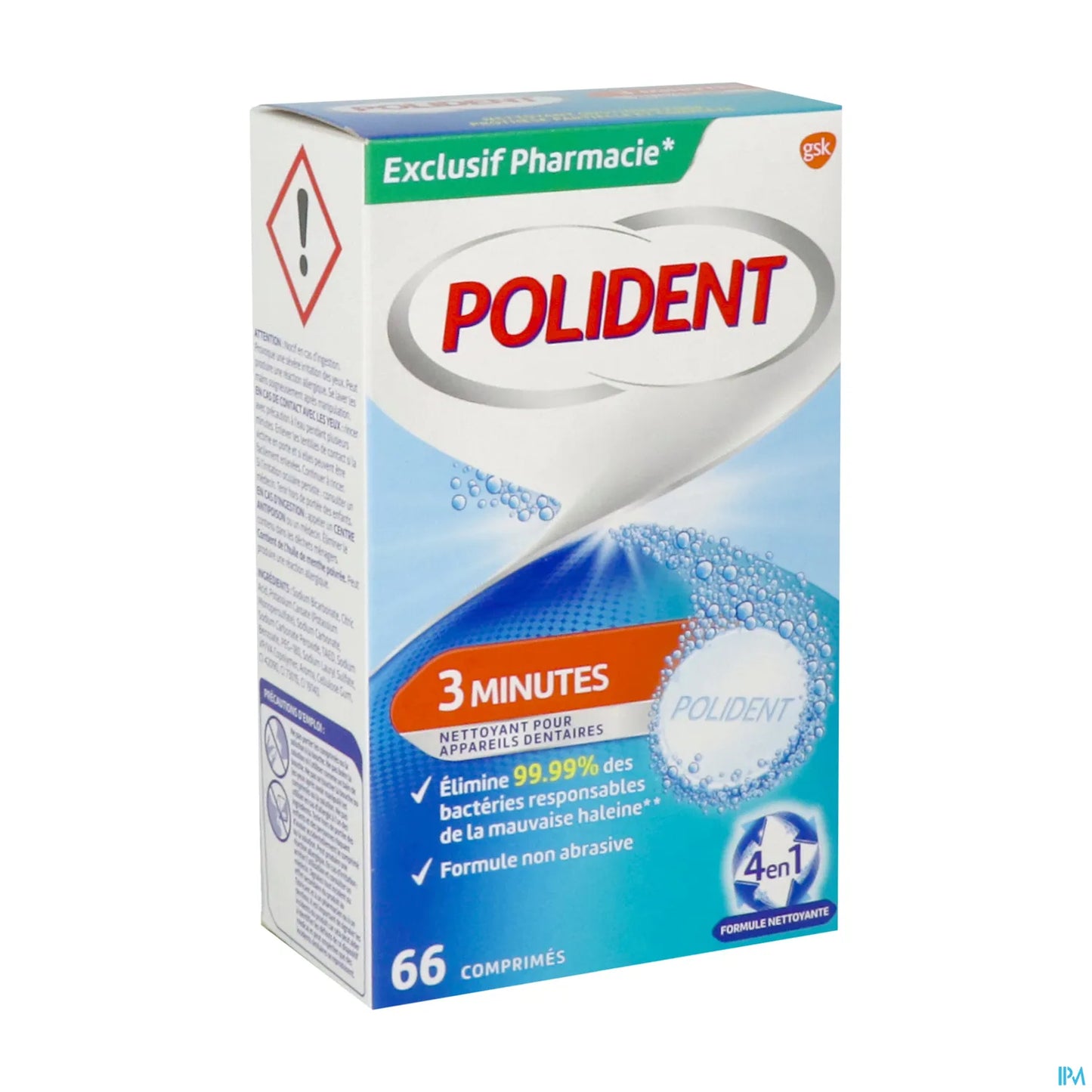 Polident Corega 3 Minutes Nettoyant Pour Appareils Dentaires 66 Comprimés
