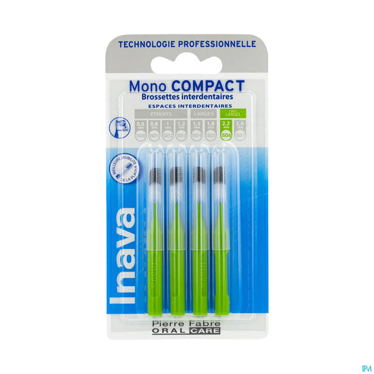 Mono Compact Brossettes Interdentaires Vertes 2.2mm ISO6 Boite de 4