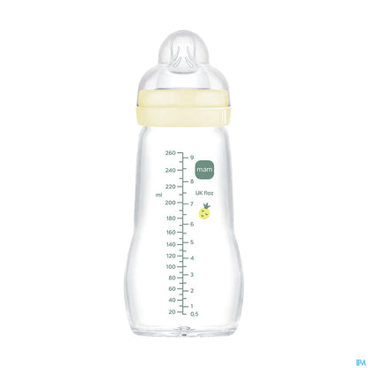 Premium Glass Baby Bottle 260 ml White - Flow 2 Medium SkinSoft Teat