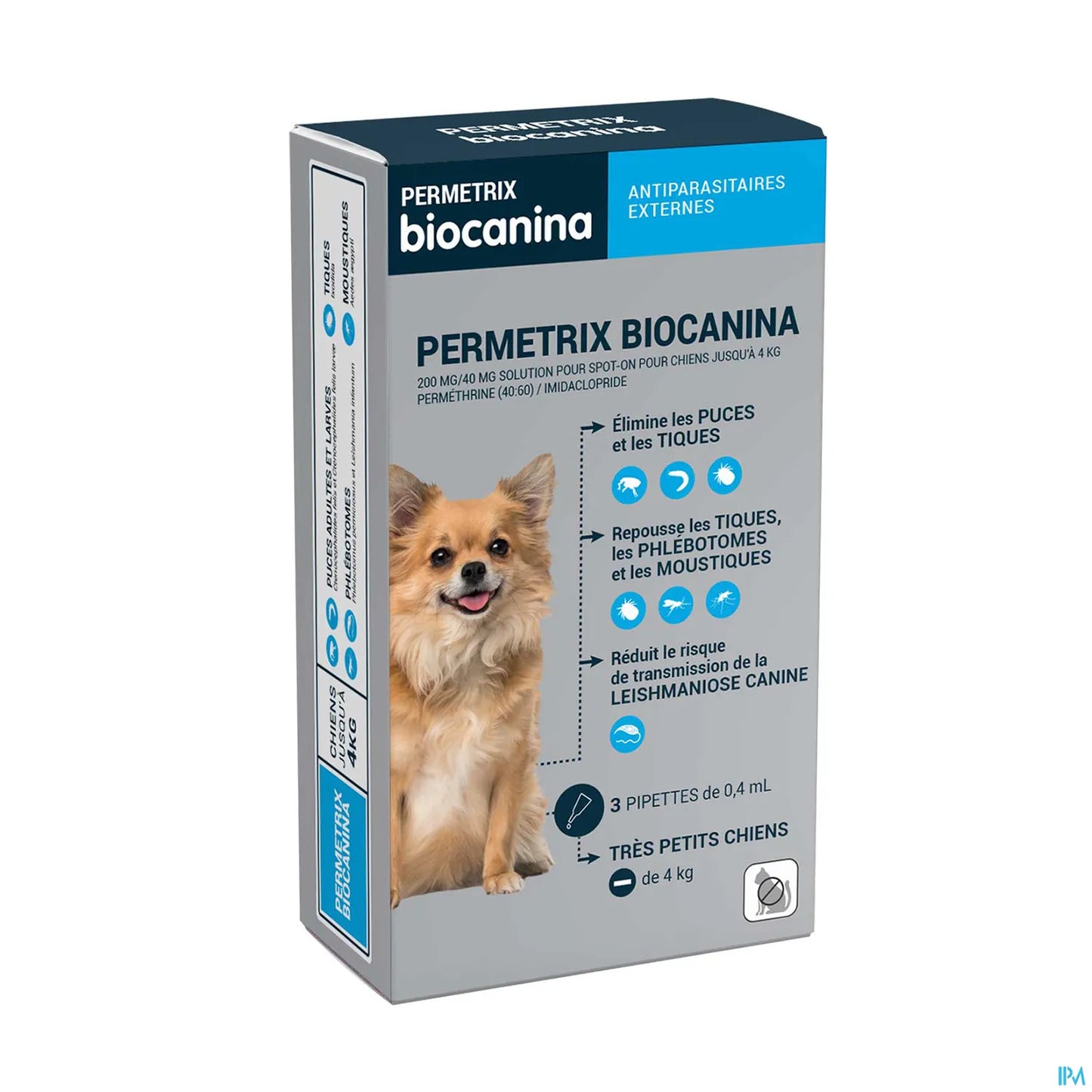 Permetrix Petits Chiens 200mg / 40mg Spot On 3 x 0,4ml