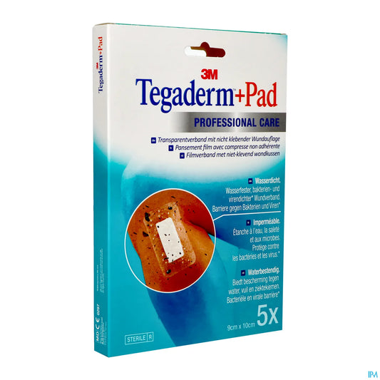 3M Tegaderm + Pad Pansements Transparents Stériles 9cm x 10cm 5 Pièces