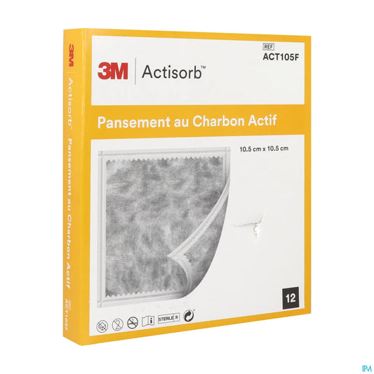 Actisorb Pansement Charbon Actif 10,5x10,5 cm 12 Unités