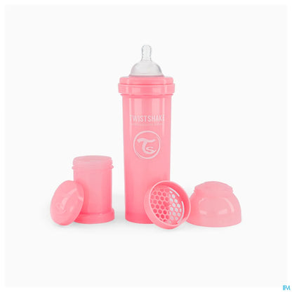Twistshake Biberon Anti Colique Rose Pastel 330 mL Tétine L 4+ Mois