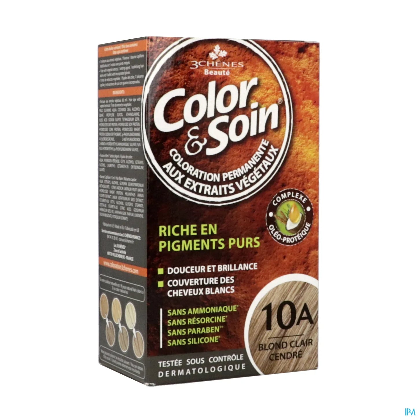 3 Chênes Color &amp; Soin Light Ash Blonde Coloring 10A 8x6x15 cm 49.9 g