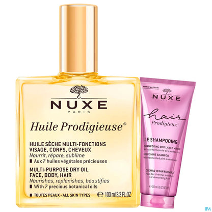 Huile Prodigieuse 100 ml + Hair Prodigieux Shampooing Brillance Miroir 30 ml