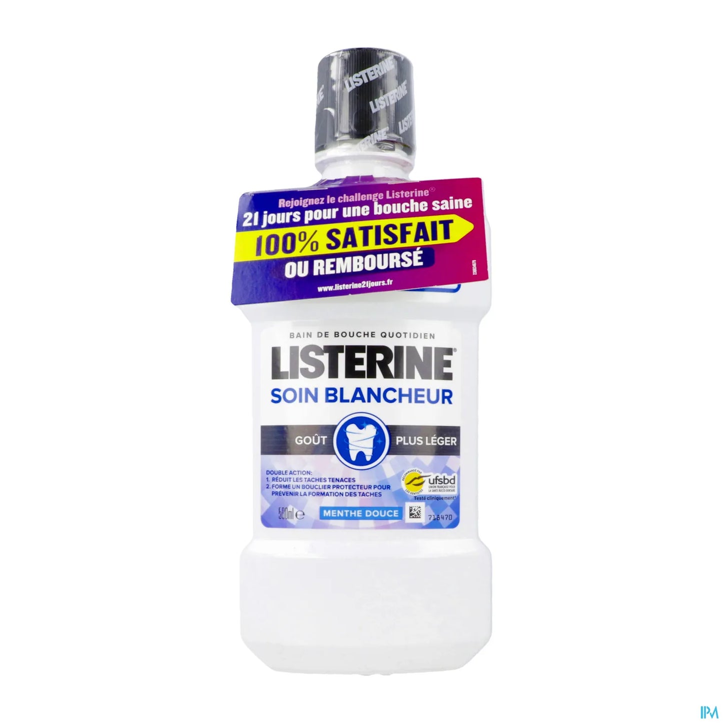Listerine Bain de Bouche Soin Blancheur Goût Plus Léger 500 mL