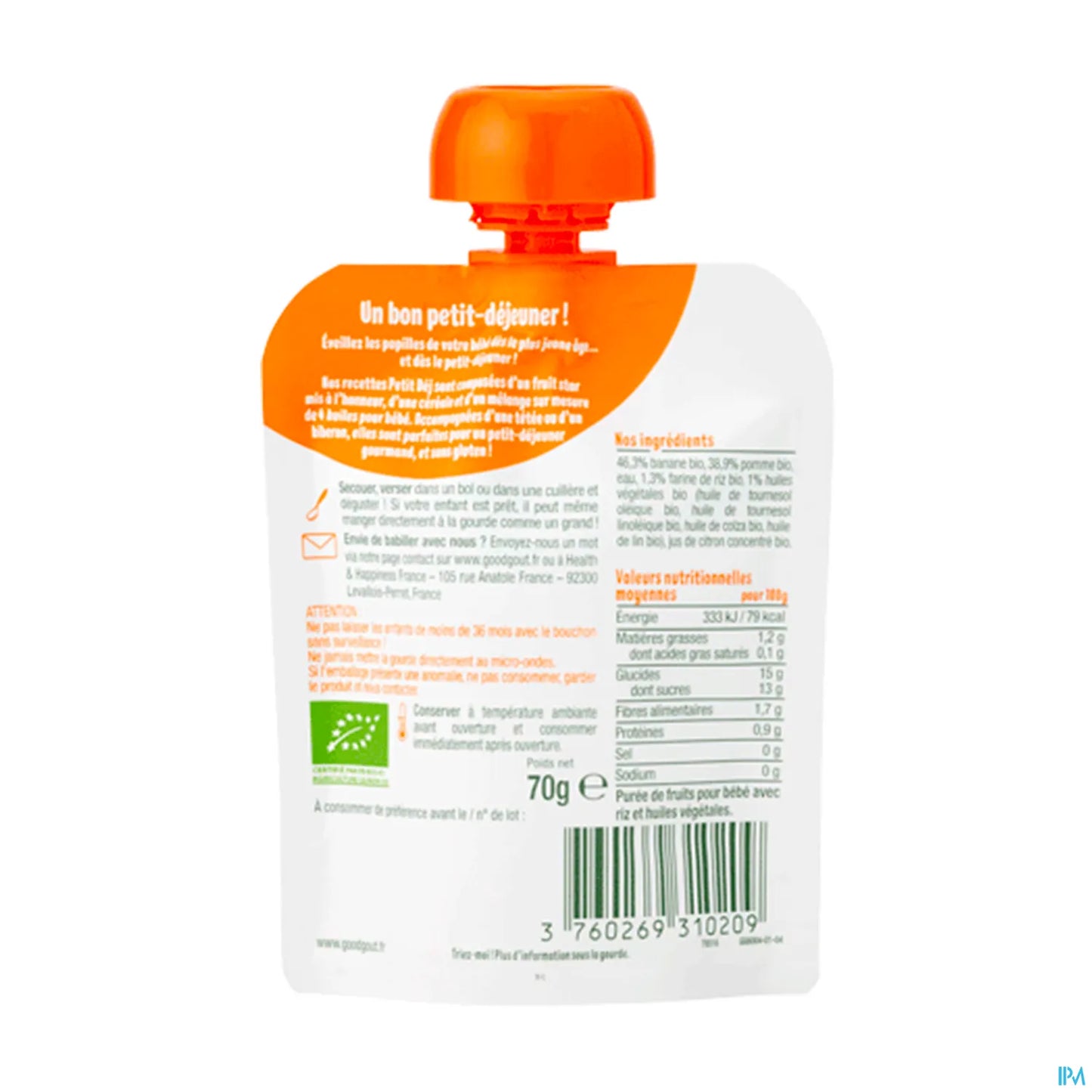 Organic Apple Breakfast Fruit Puree 70g