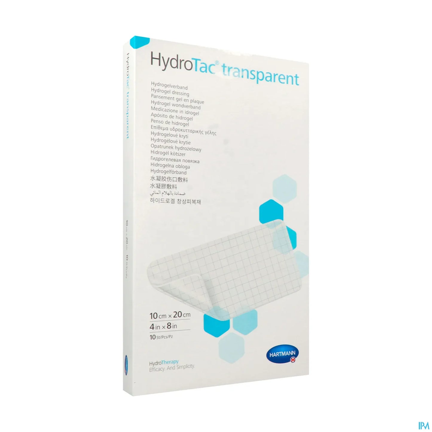 Hydrotac Transparent Pansement Gel Non Adhésif 10x20 cm Boîte de 10