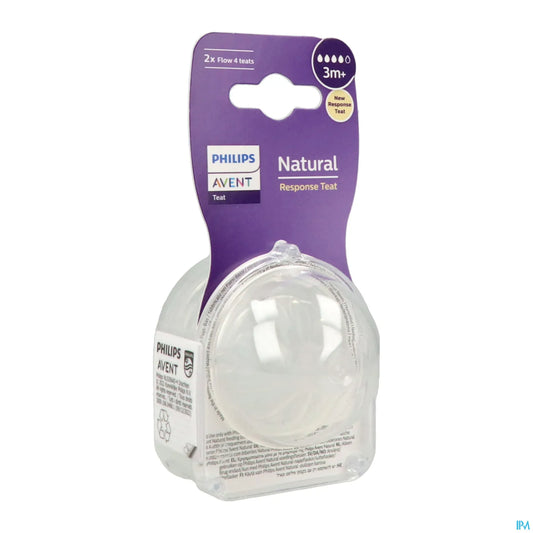Philips Avent Natural Response Teat for Bottle +3 Months 4 Holes 2 Pieces