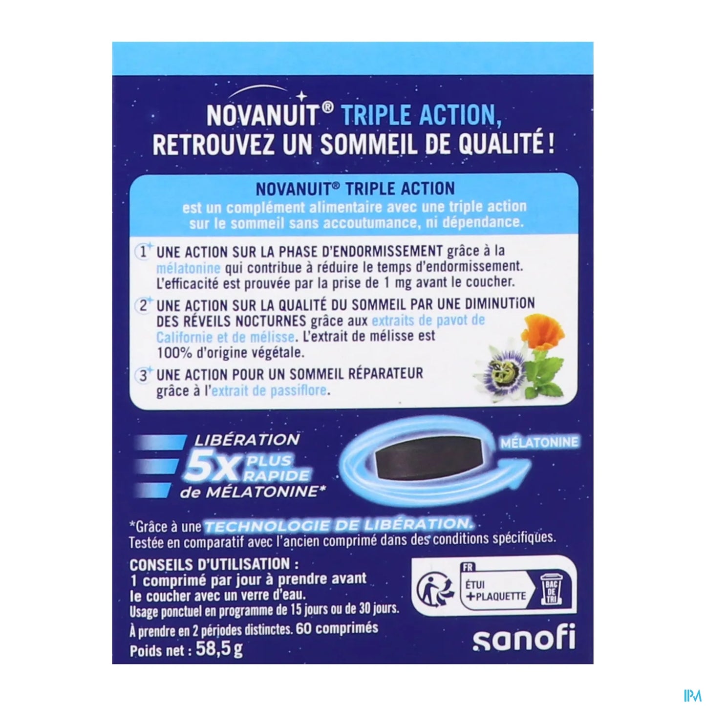Sanofi Novanuit Triple Action Grand Format 60 Comprimés