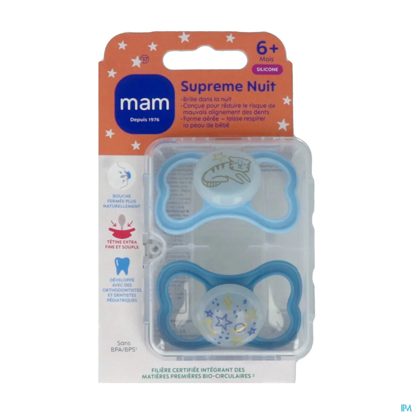 Sucette Supreme Nuit Plus de 6 Mois Silicone Lot de 2