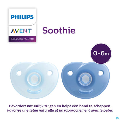 Avent Sucette Soothie Bleue 0 à 6 Mois 2 unités