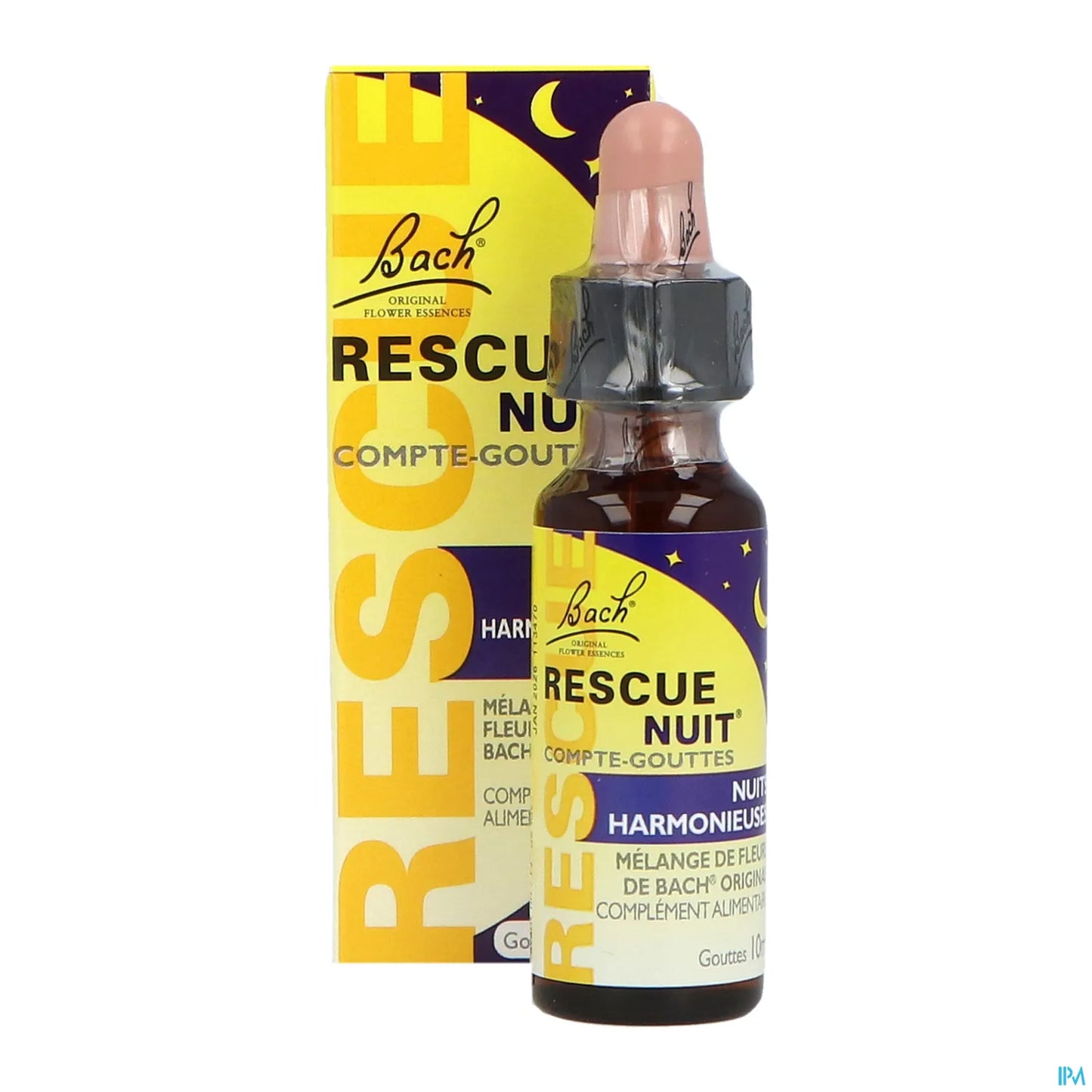 Fleurs de Bach Rescue Nuit Mélange de 5 Fleurs de Bach Gouttes 10 ml
