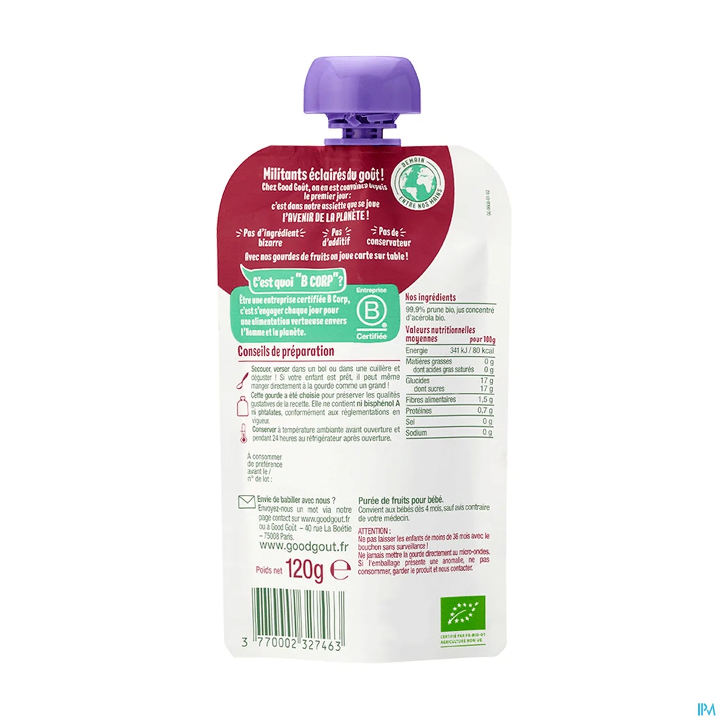 Organic Plum Puree 120g From 4 Months