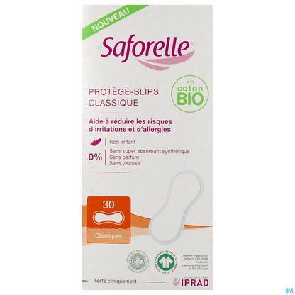Bio 30 Protèges Slips Classiques 100% Coton Bio Peau Sensible