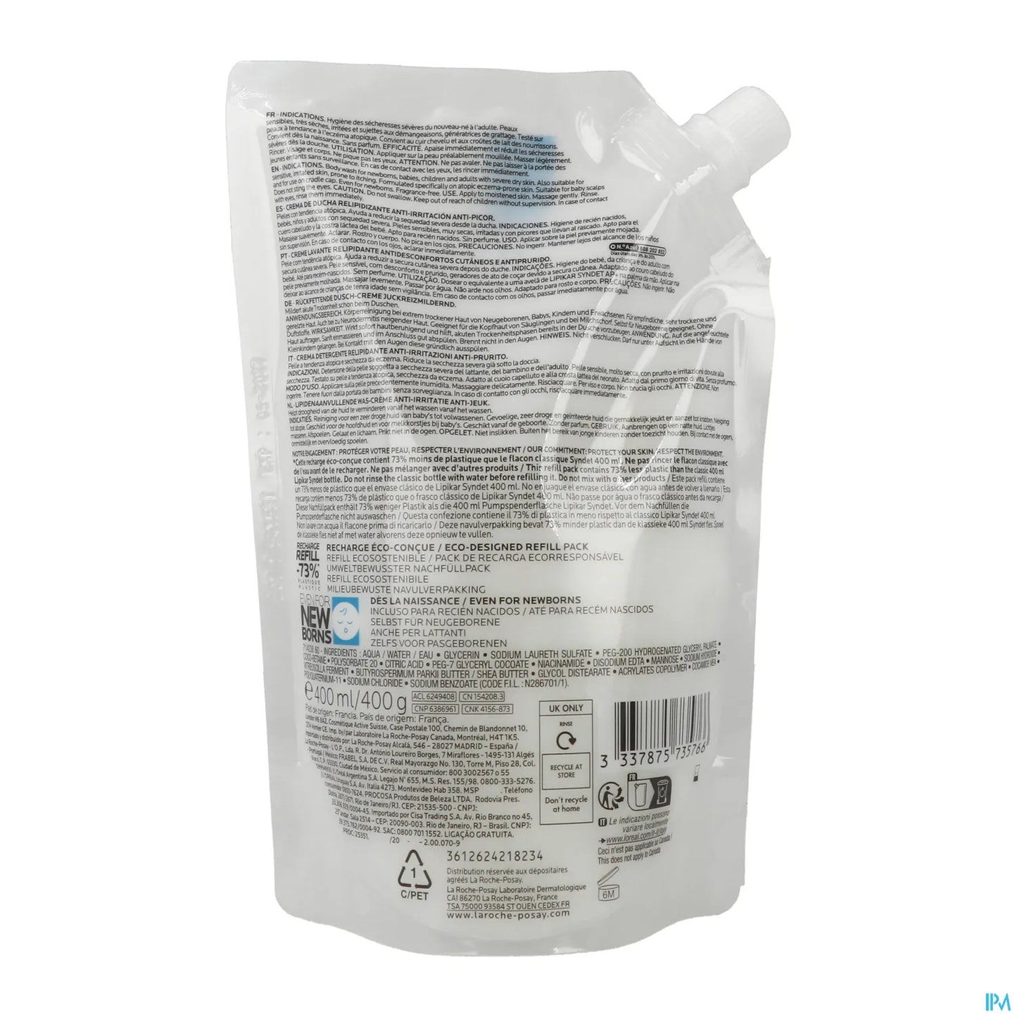 Lipikar Syndet AP+ Recharge Crème Lavante 400 Ml