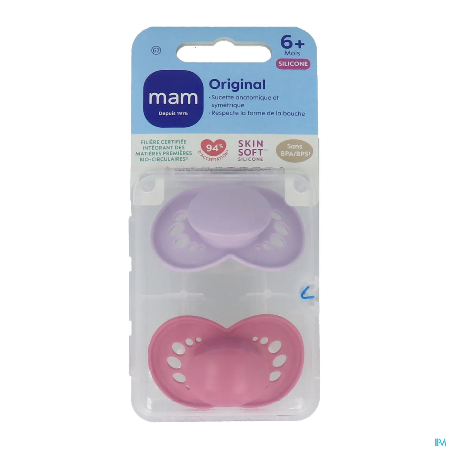 Sucettes Original Tendance Silicone 6 Mois Et Plus Bleu 2 Unités