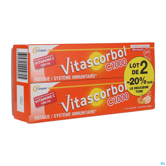 VitaScorbol C1000 20 Comprimés Lot de 2
