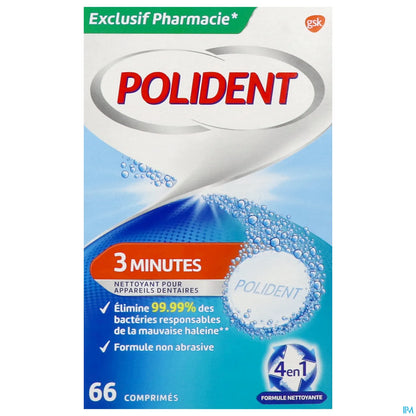 Polident Corega 3 Minutes Nettoyant Pour Appareils Dentaires 66 Comprimés