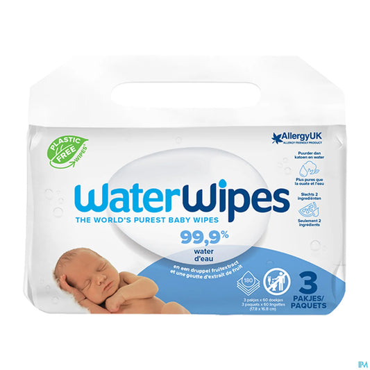 Water Wipes Lingettes Compostables Bébé 3 x 60