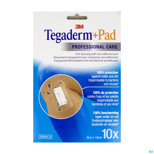 Medicazione adesiva sterile Tegaderm + Pad 9 x 10 cm, confezione da 10.