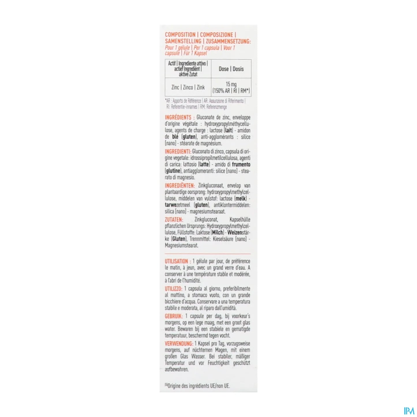 Zinco 15 mg 60 capsule