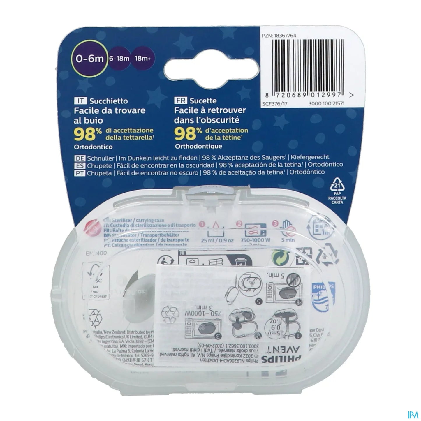 Philips Avent Ultra Air Nighttime Orthodontic Soothers 0-6 Months 2 Soothers