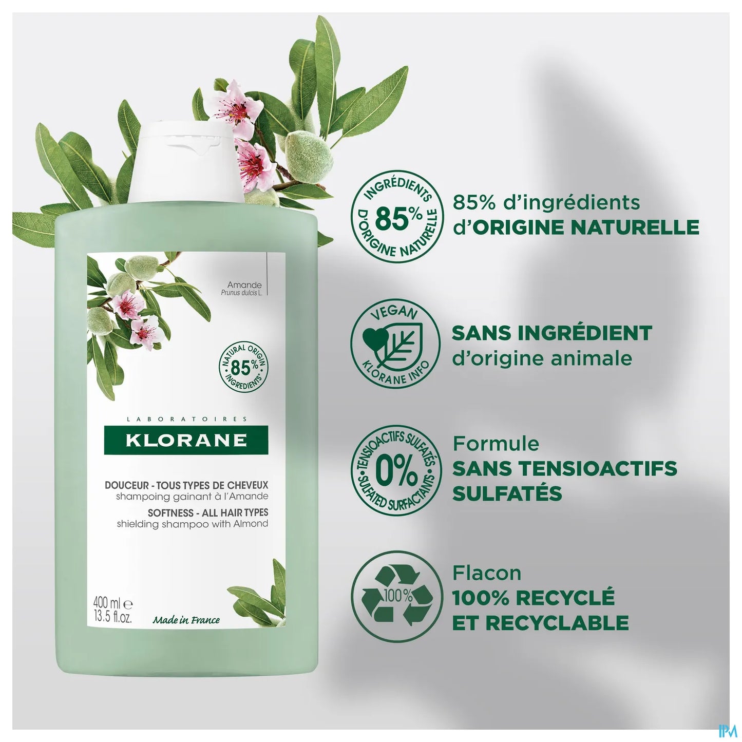 Shampoing Gainant Amande Tous Types de Cheveux 400ml