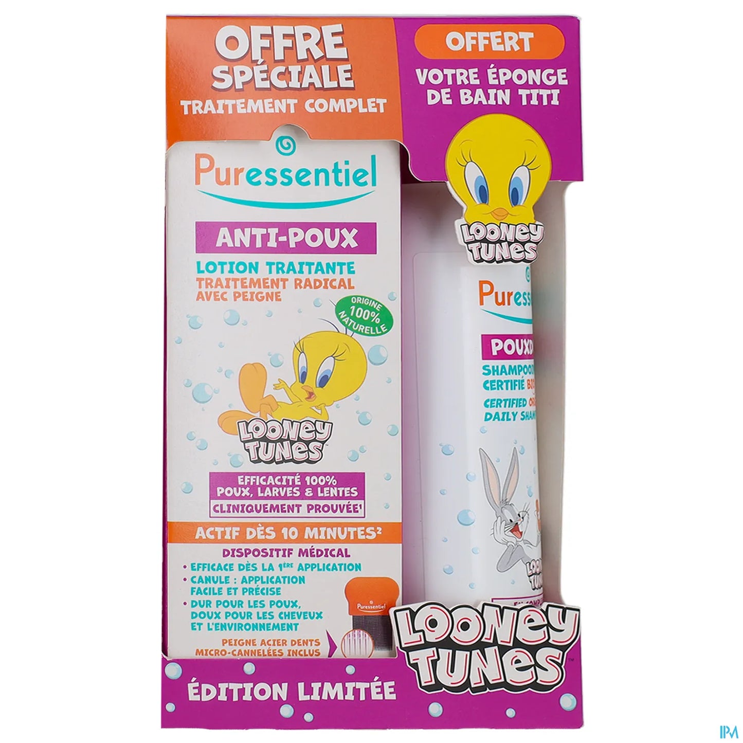 Coffret Anti-Poux Looney Tunes Shampooing Et Lotion