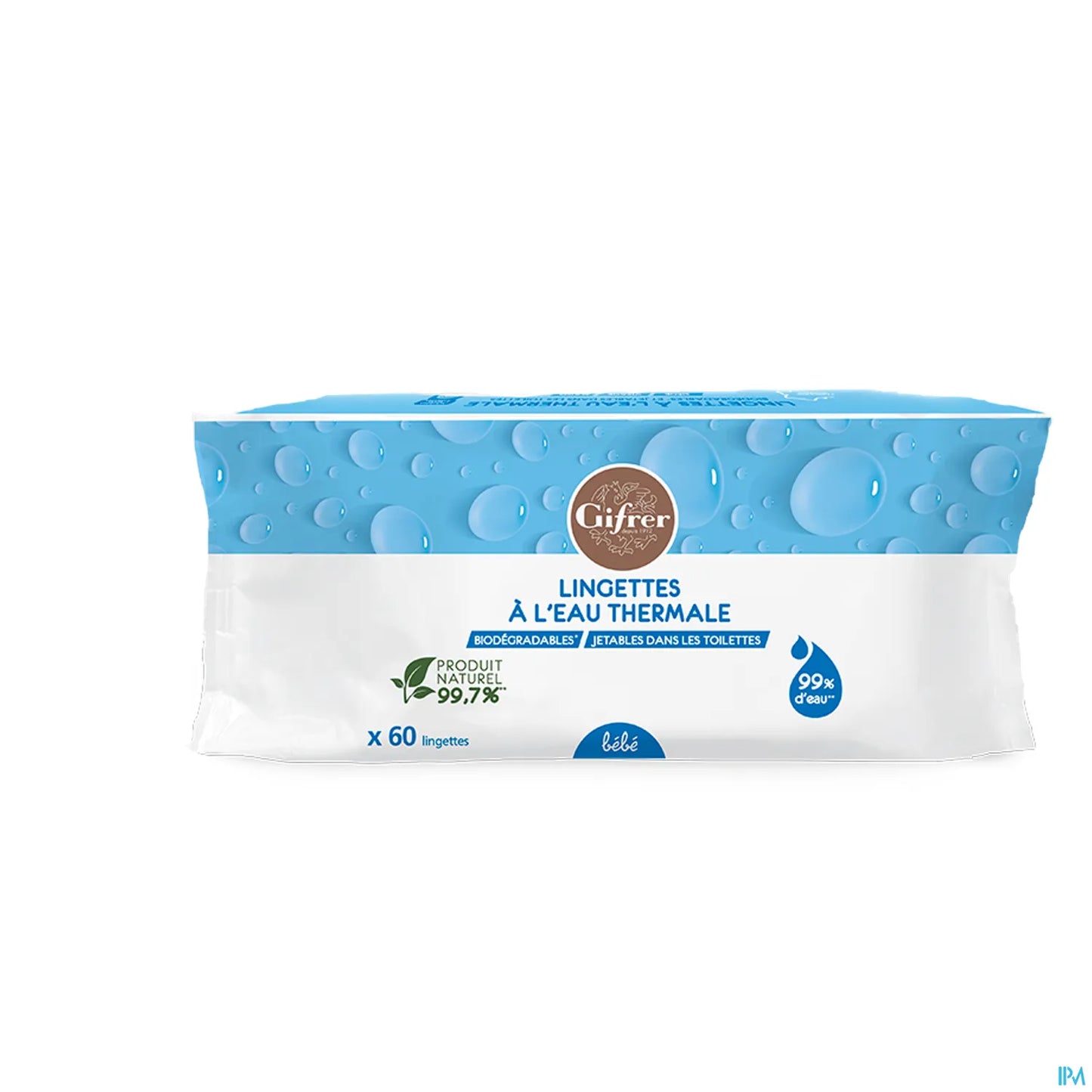 Salviettine biodegradabili con acqua termale dell'Alvernia x60