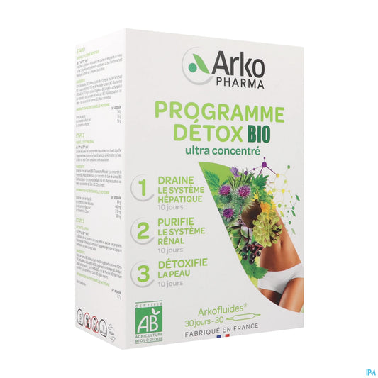 Arkopharma Arkofluides Programme Détox Bio 30 ampoules de 10 mL