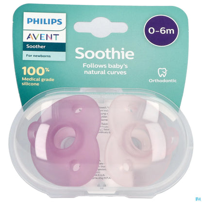 Philips Avent Soothie Sucette Silicone Rose 0-6 Mois 2 Pièces