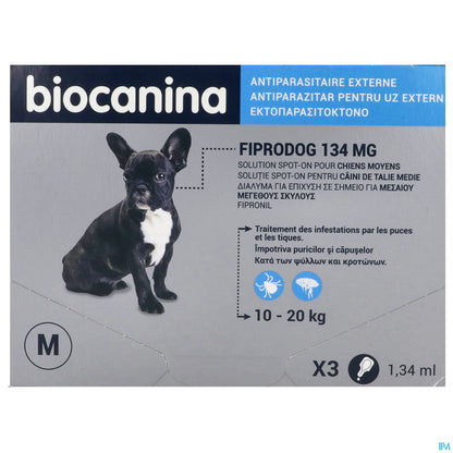 Fiprodog 134mg Antiparasitic Solution for Medium Dogs 3 Pipettes